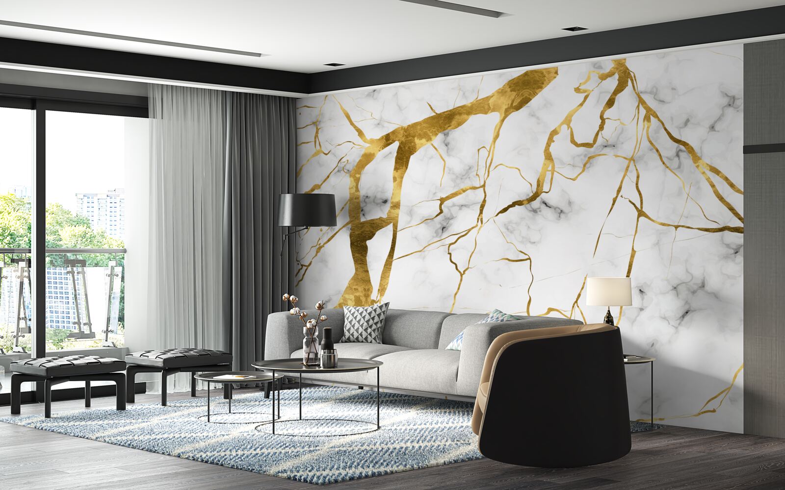 Fototapeta nocne niebo rozświetla błyskawica