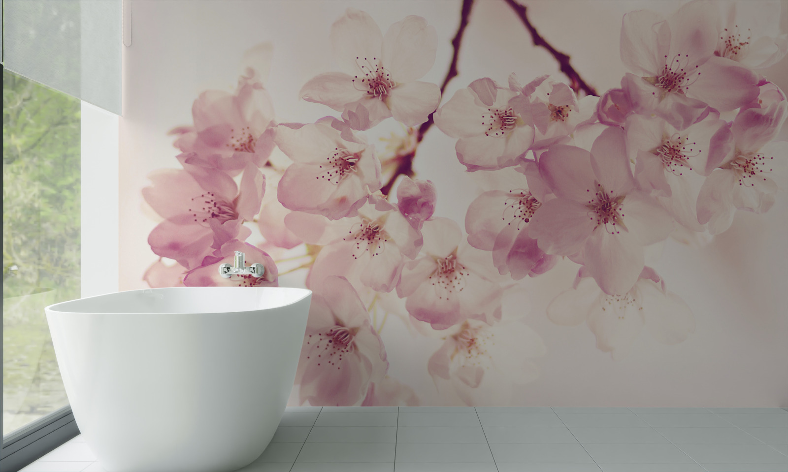 Fototapeta kwiaty dzikiej wiśni, pełne delikatności