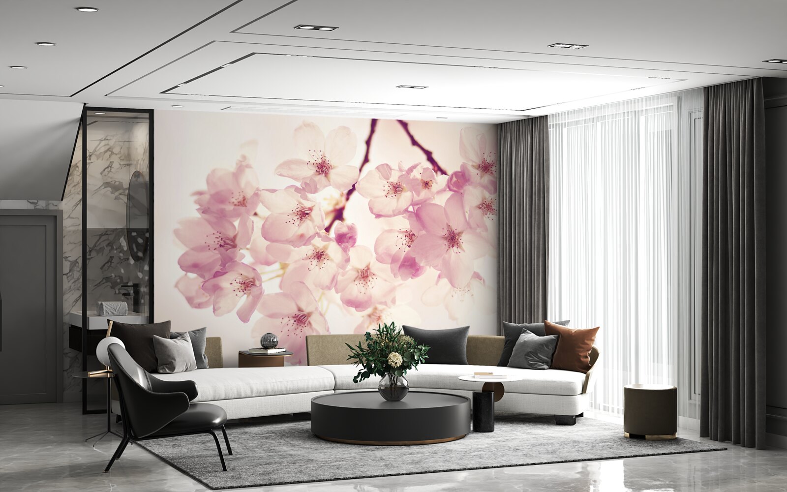 Fototapeta kwiaty dzikiej wiśni, pełne delikatności