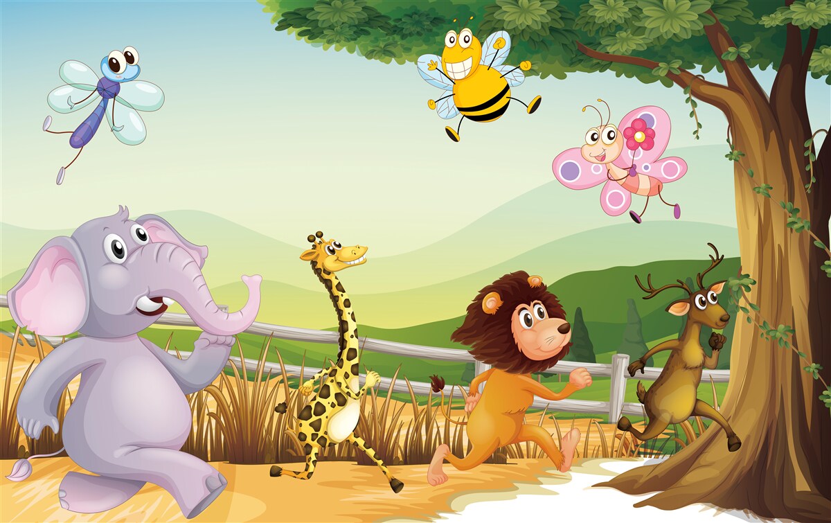 Fototapeta zwierzęta biegają po polu