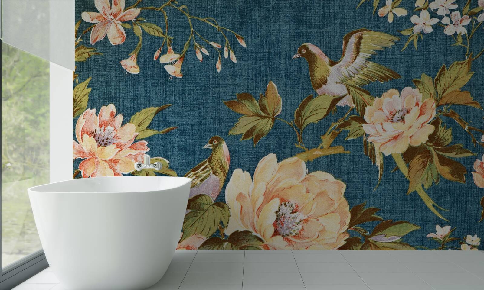 Fototapeta dwie papugi wśród róż