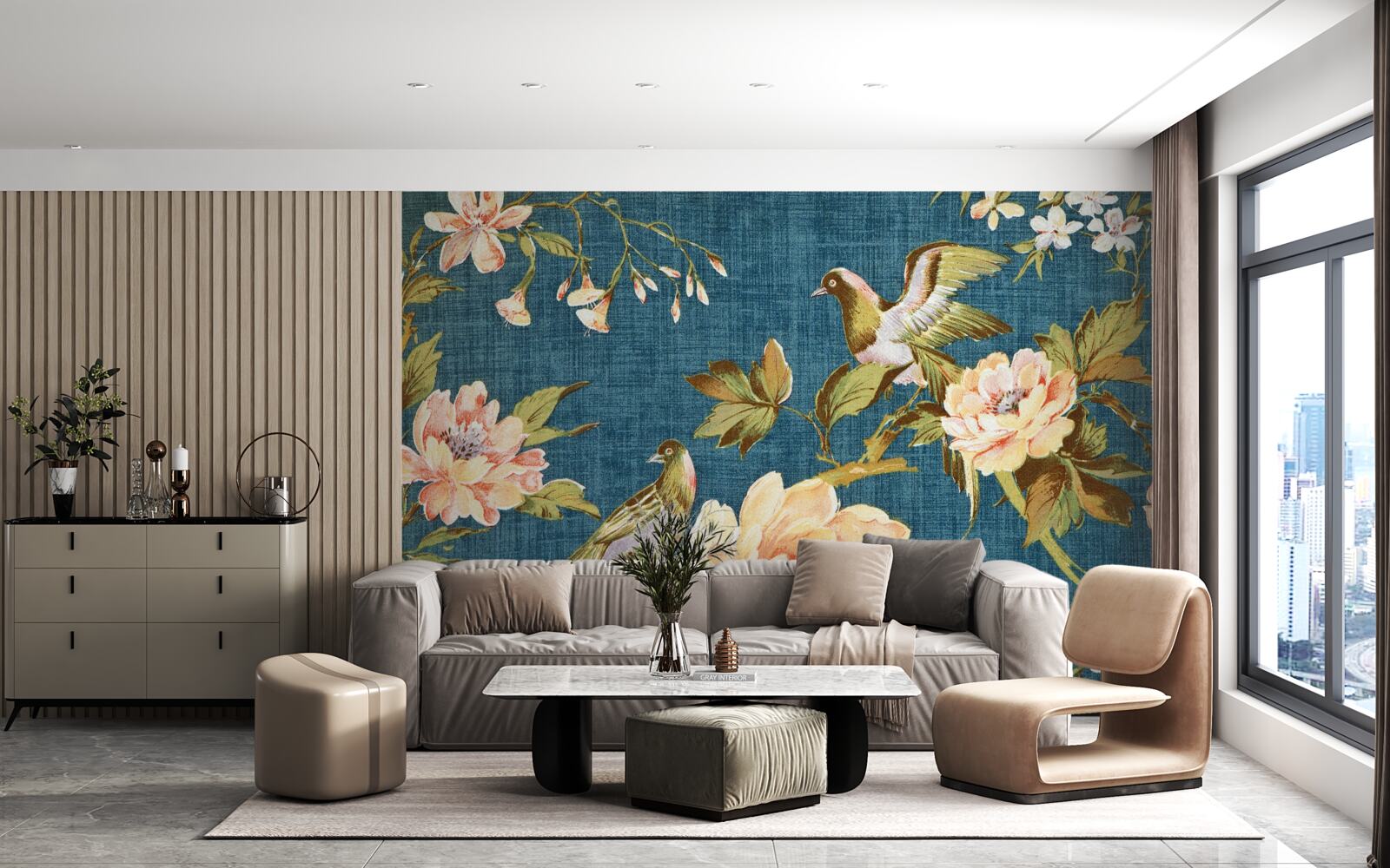 Fototapeta dwie papugi wśród róż