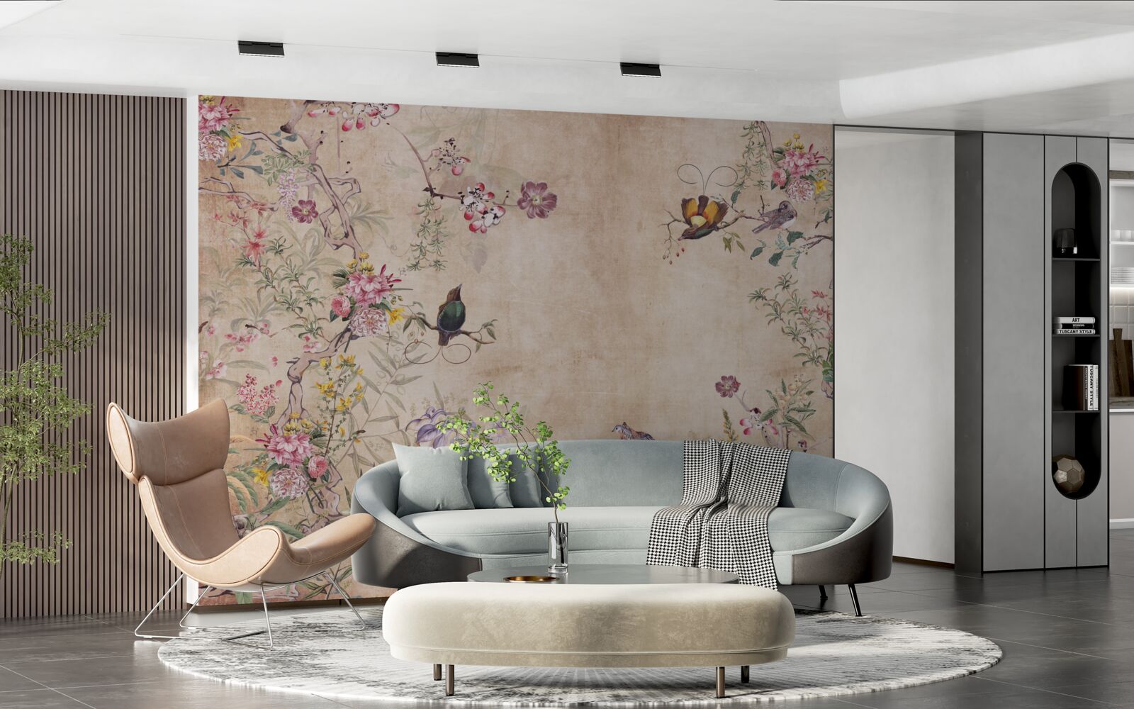 Fototapeta ptaki na kwitnących gałęziach