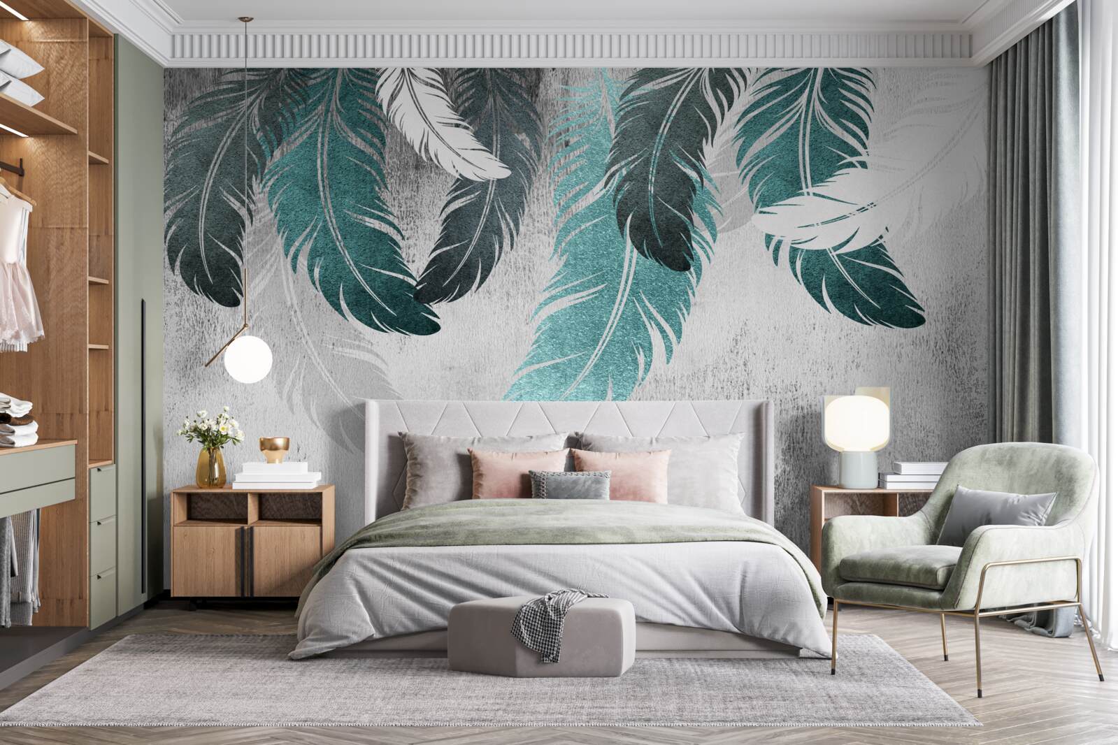 Fototapeta odpadają duże pierzaste liście