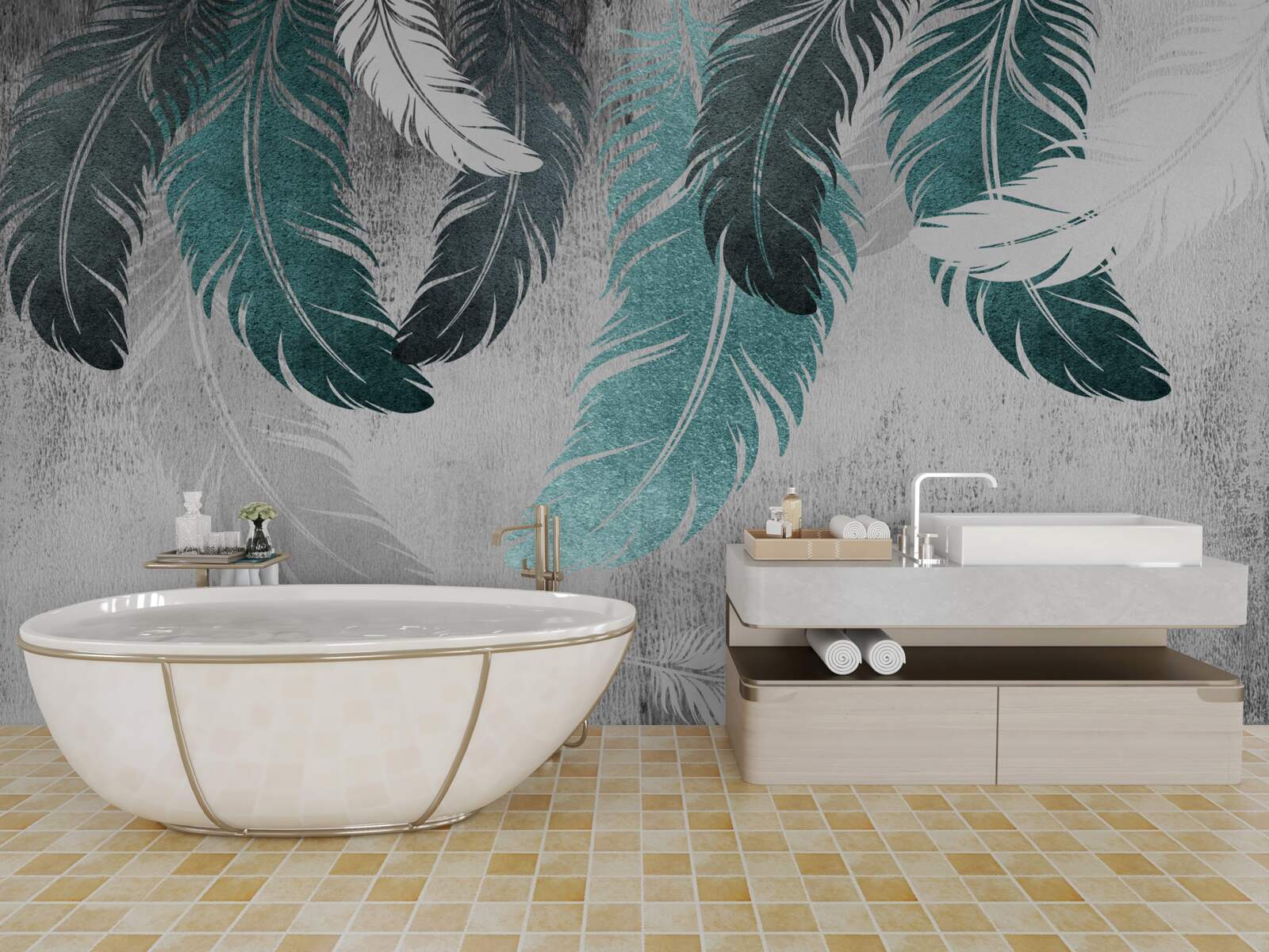 Fototapeta odpadają duże pierzaste liście