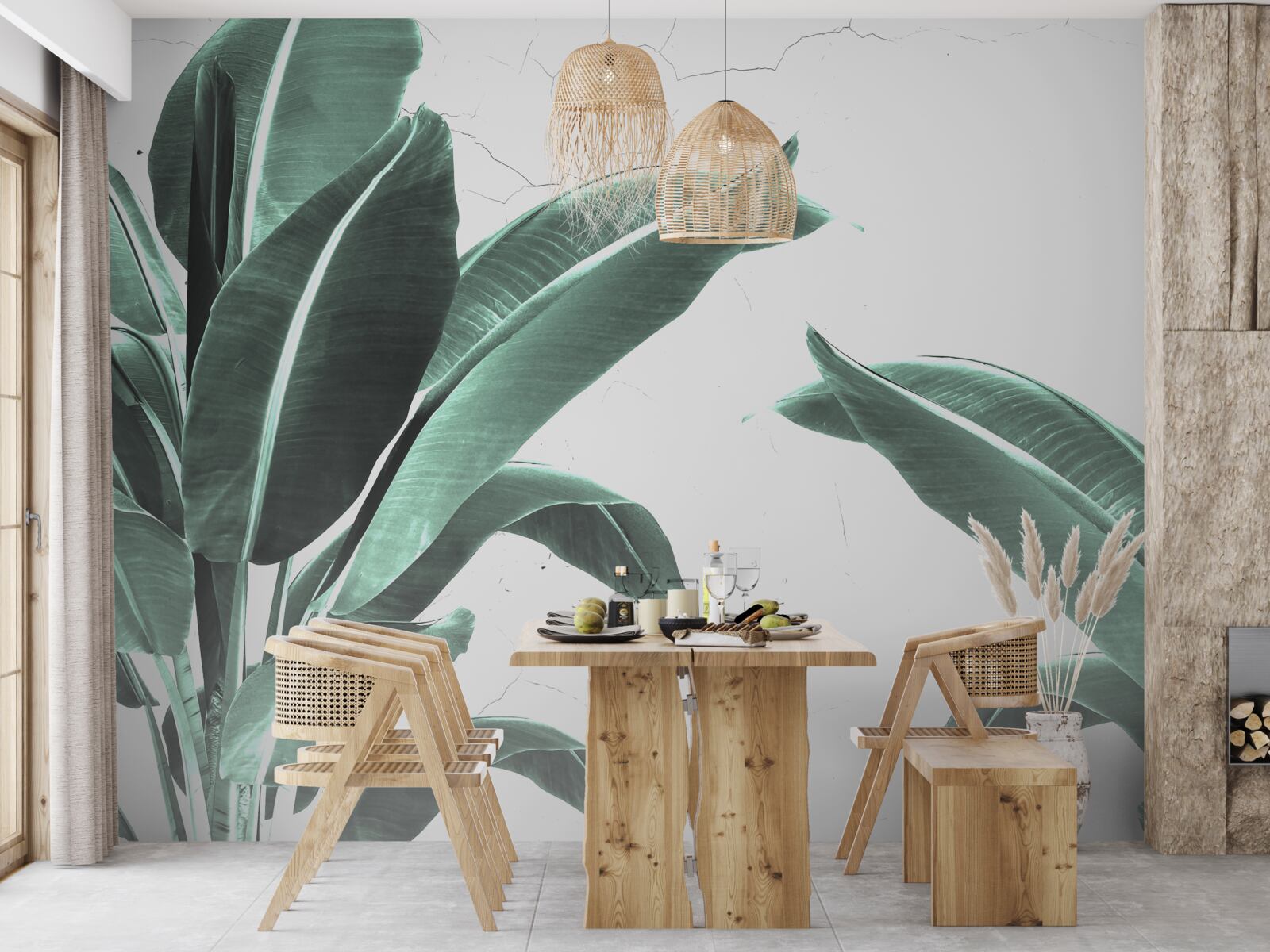 Fototapeta duże zielone liście palmowe