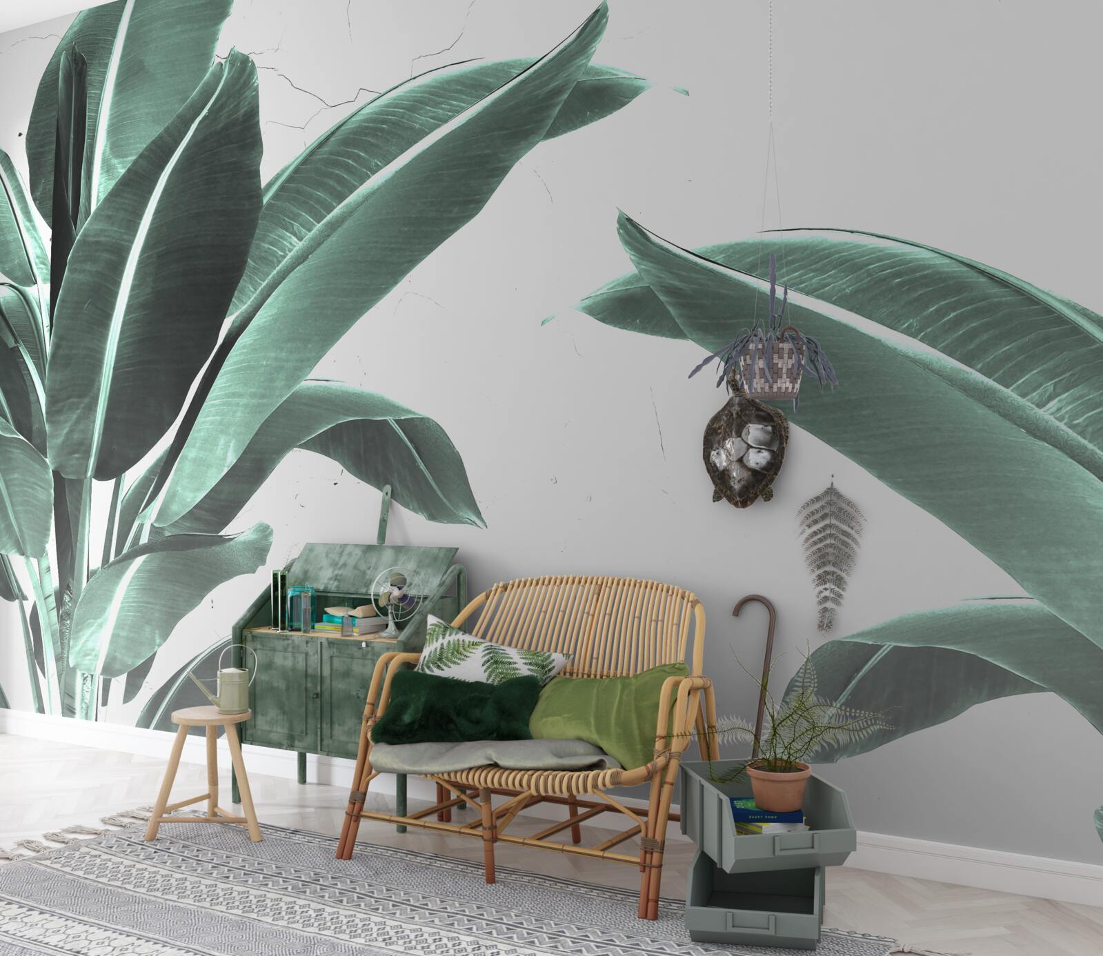 Fototapeta duże zielone liście palmowe