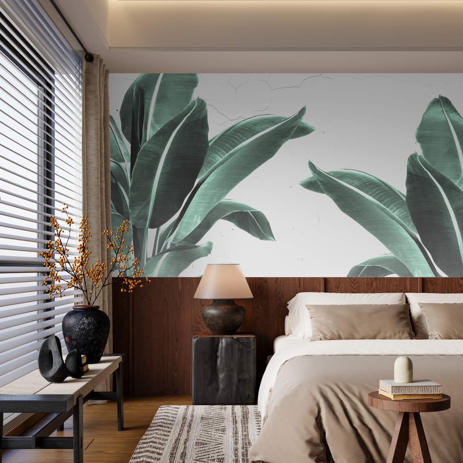 Fototapeta duże zielone liście palmowe