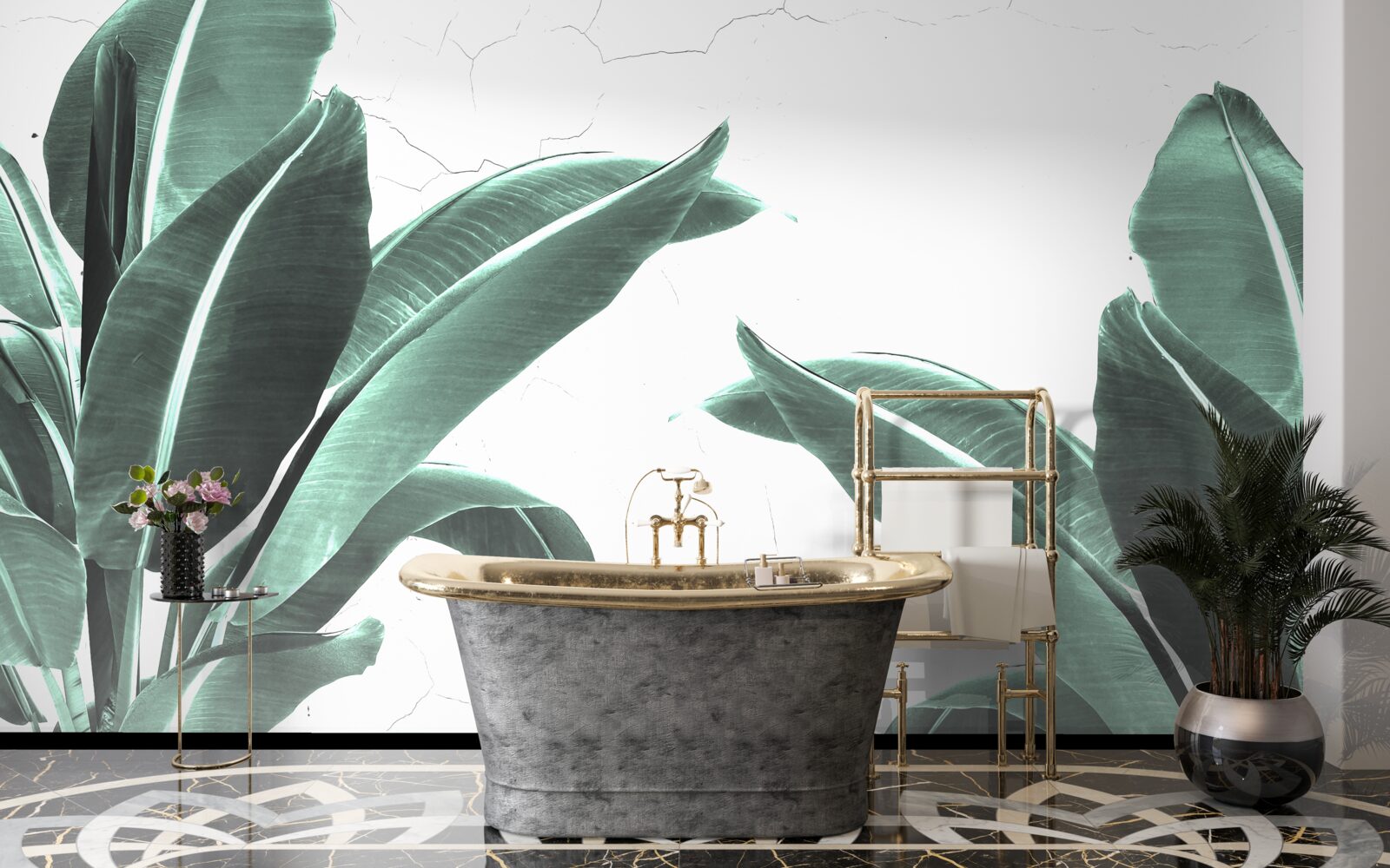 Fototapeta duże zielone liście palmowe