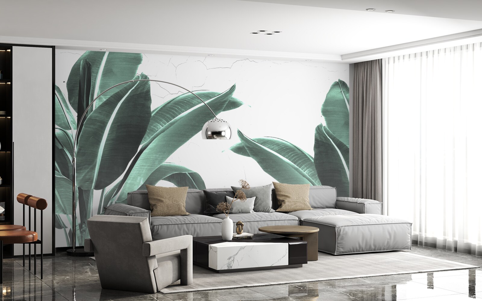 Fototapeta duże zielone liście palmowe