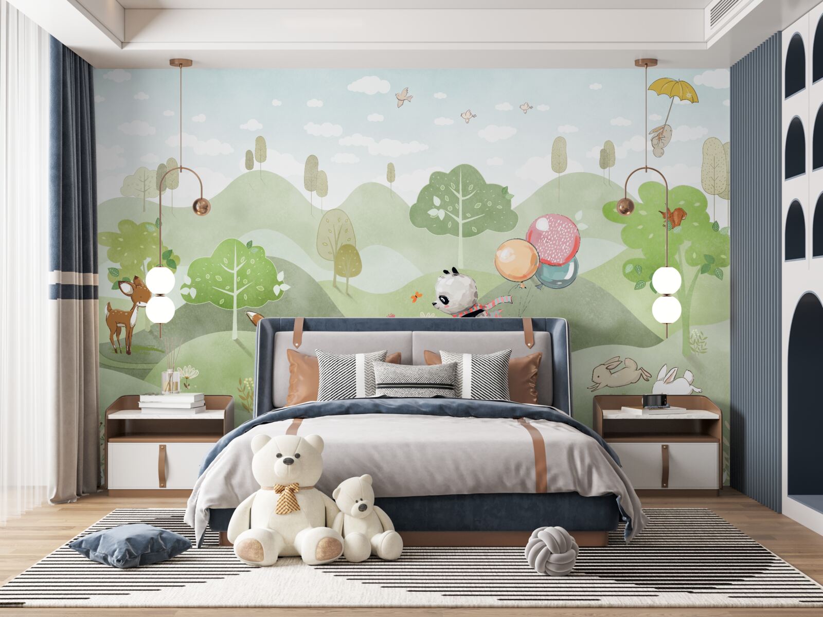 Fototapeta rower, na którym jeździ panda