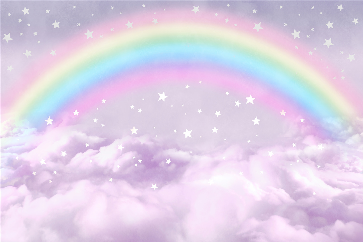 Fototapeta chmury pod tęczą