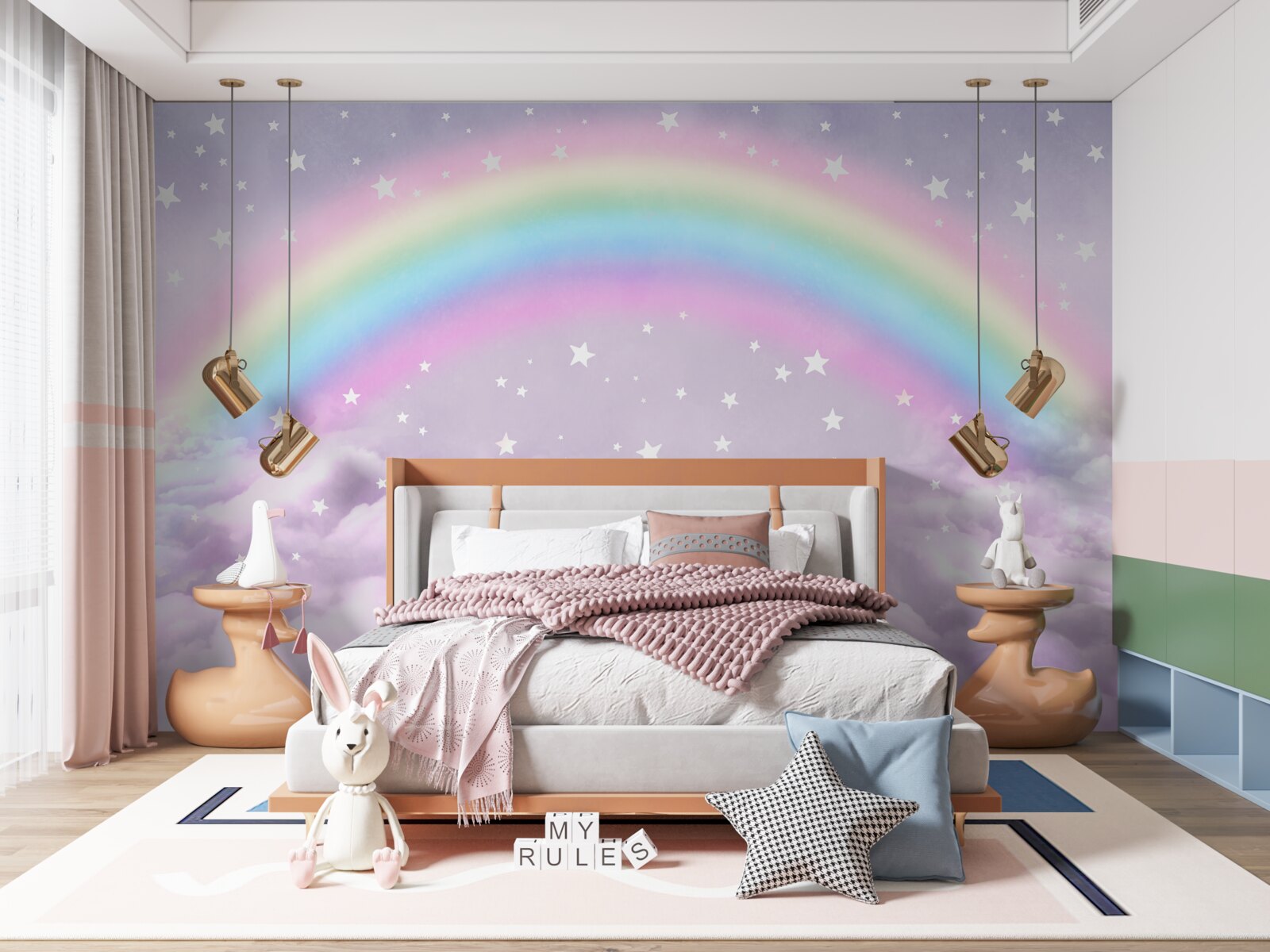 Fototapeta chmury pod tęczą