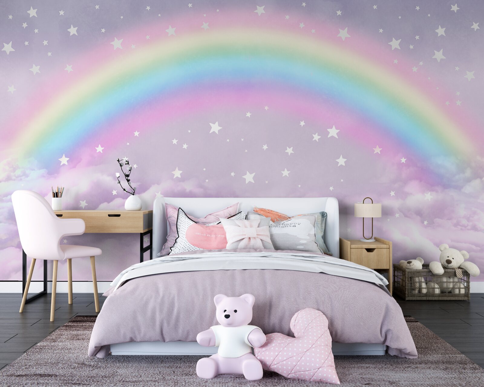 Fototapeta chmury pod tęczą