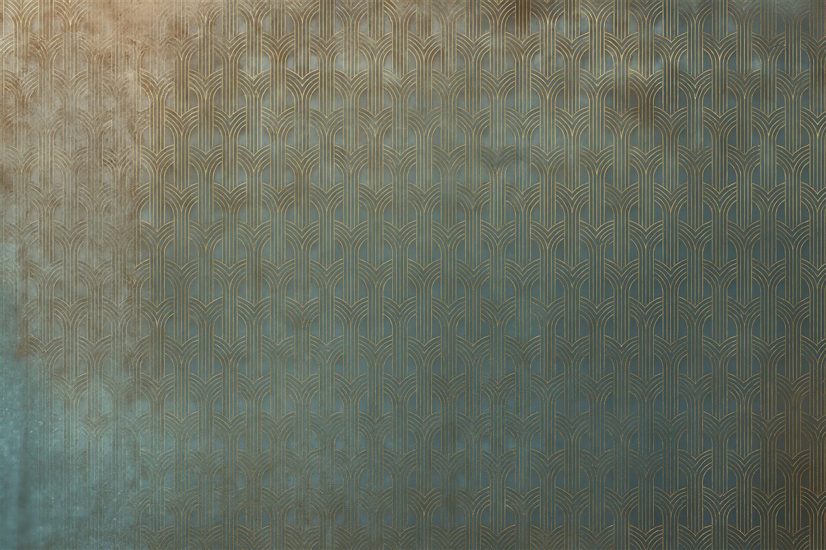 Fototapeta art déco w turkusie i złocie