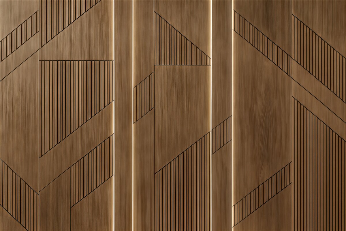 Fototapeta geometryczne drewno z subtelnym światłem