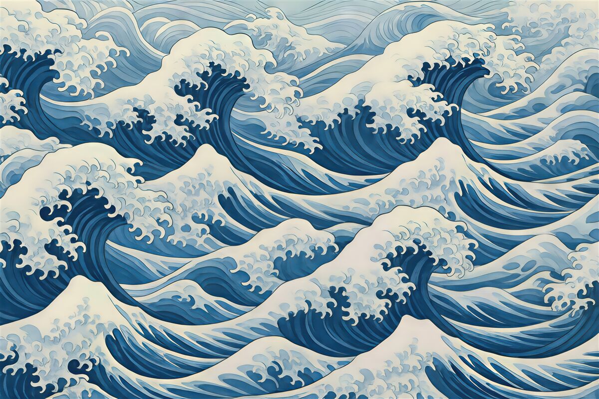 Fototapeta dynamiczne błękitne fale oceanu