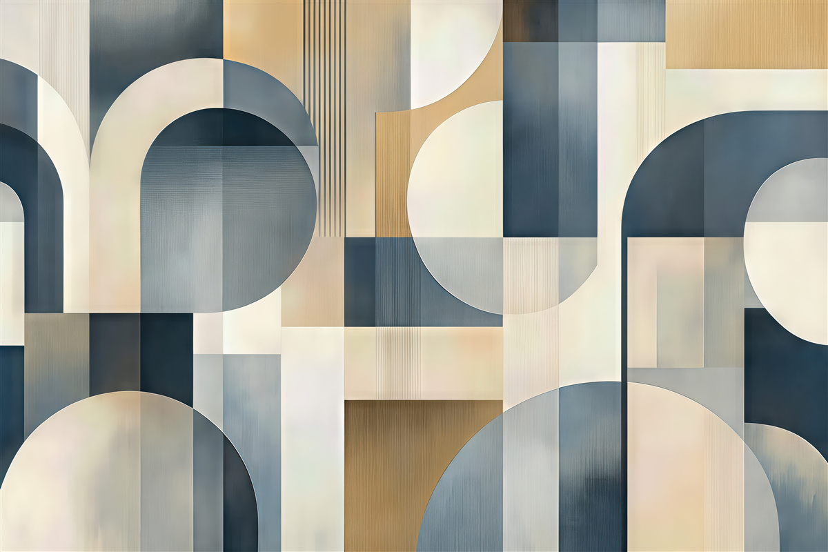 Fototapeta geometryczna harmonia w beżach i granacie