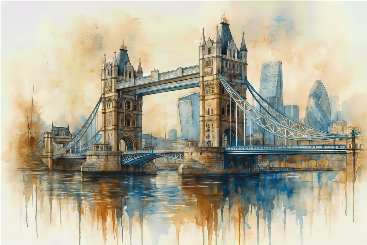 Fototapeta akwarelowy tower bridge w londynie
