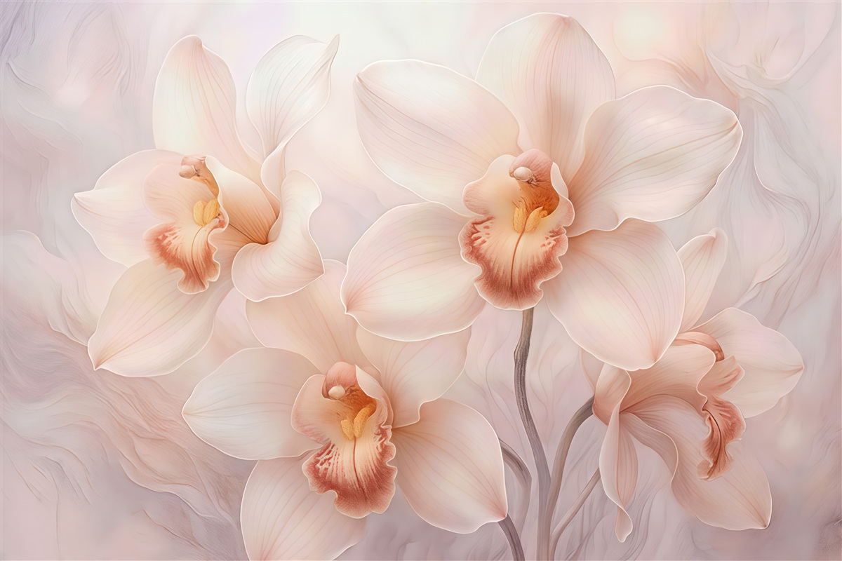 Fototapeta pudrowe orchidee w subtelnej elegancji