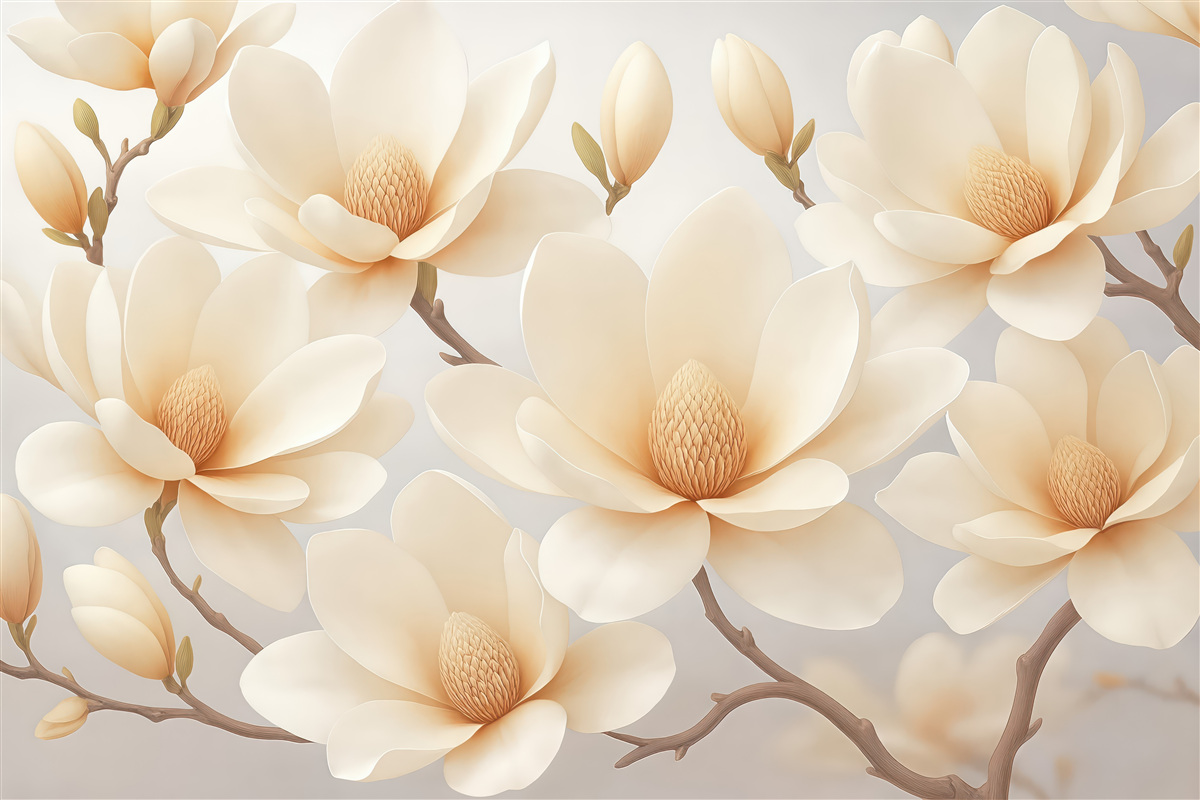 Fototapeta kremowe magnolie w subtelnej elegancji