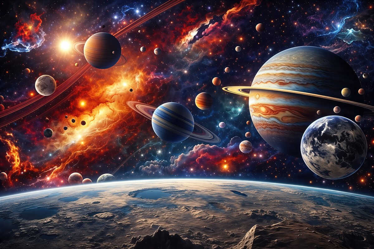 Fototapeta kosmiczna symfonia planet i mgławic