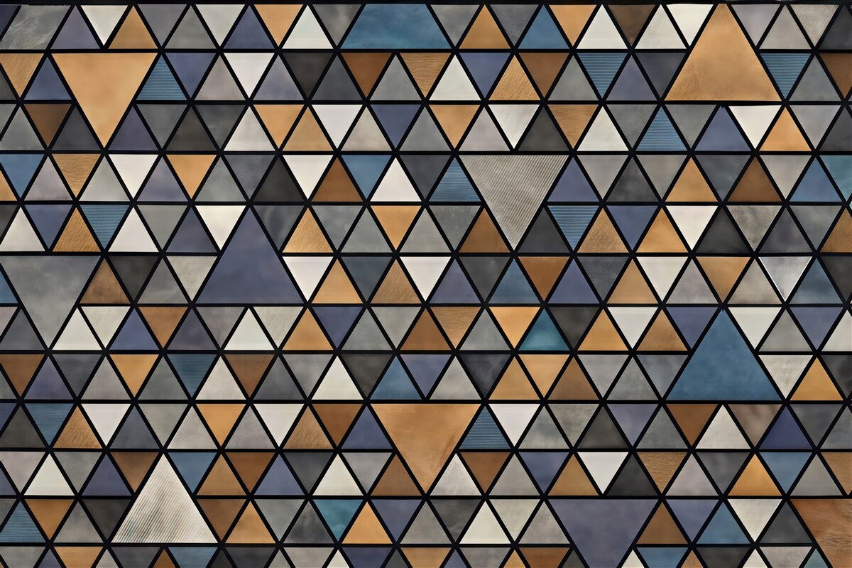 Fototapeta geometryczna mozaika trójkątów w złocie