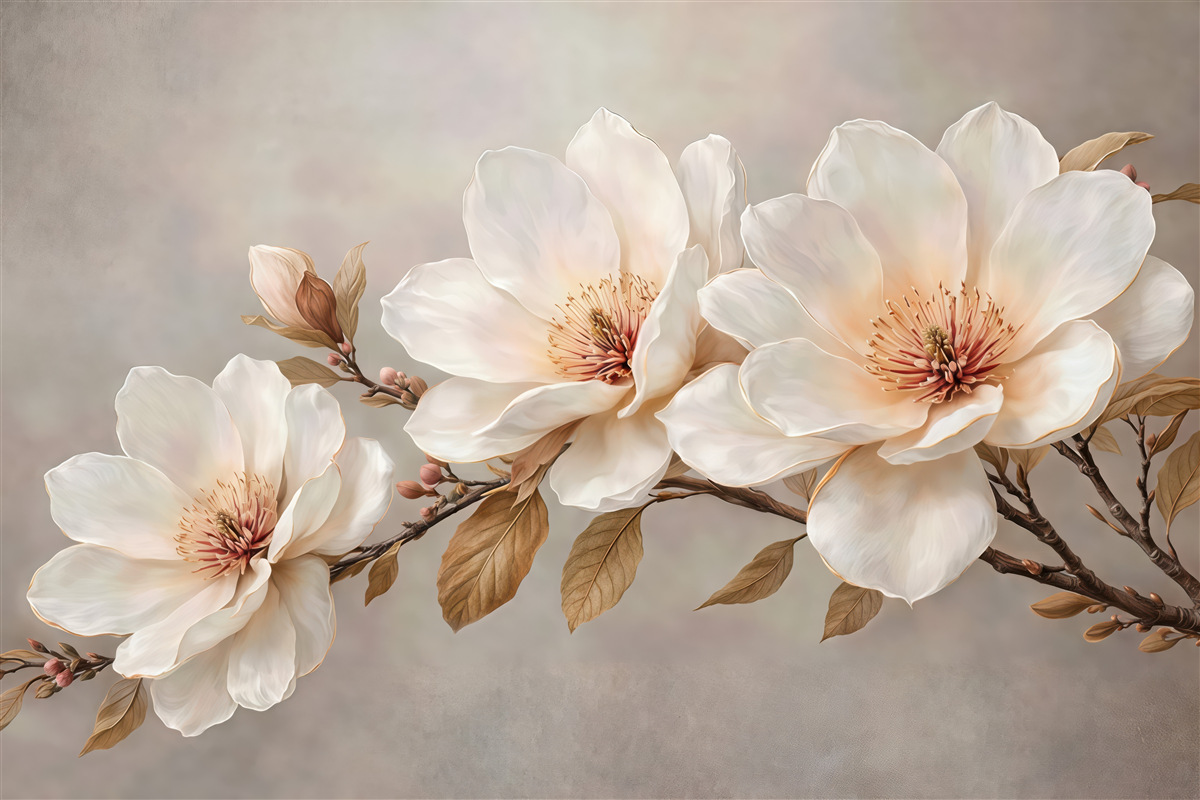 Fototapeta kremowa magnolia w rozkwicie