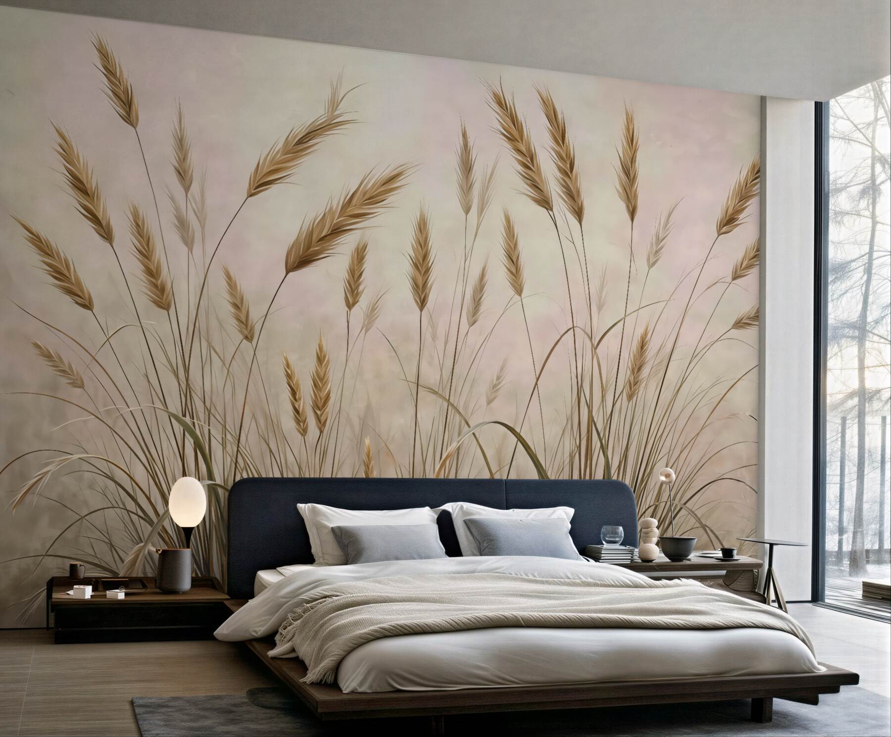 Fototapeta złote kłosy w delikatnej mgle