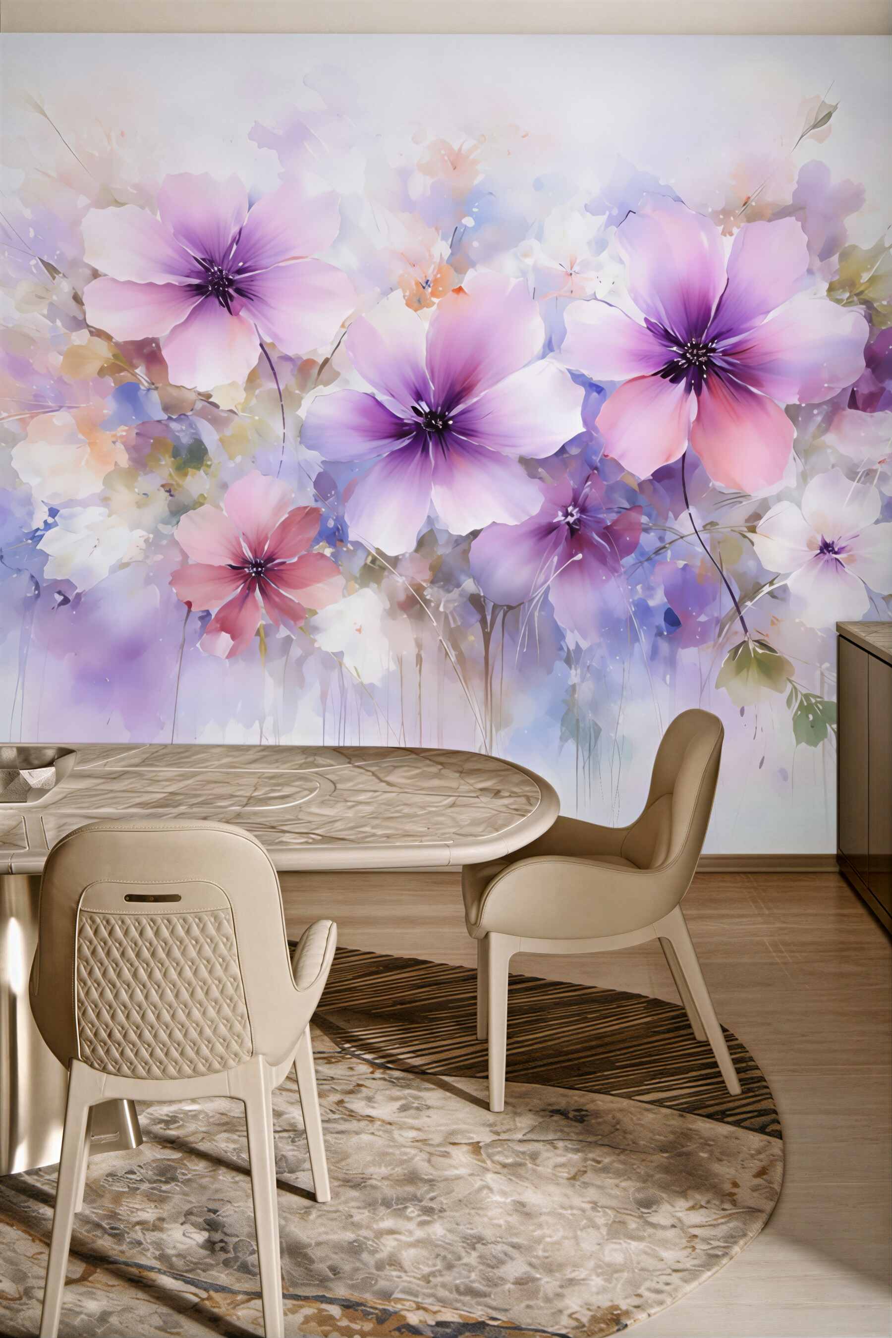 Fototapeta akwarelne kwiaty w pastelach