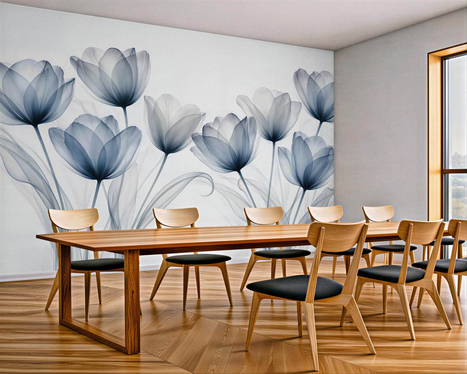 Fototapeta błękitne tulipany we mgle