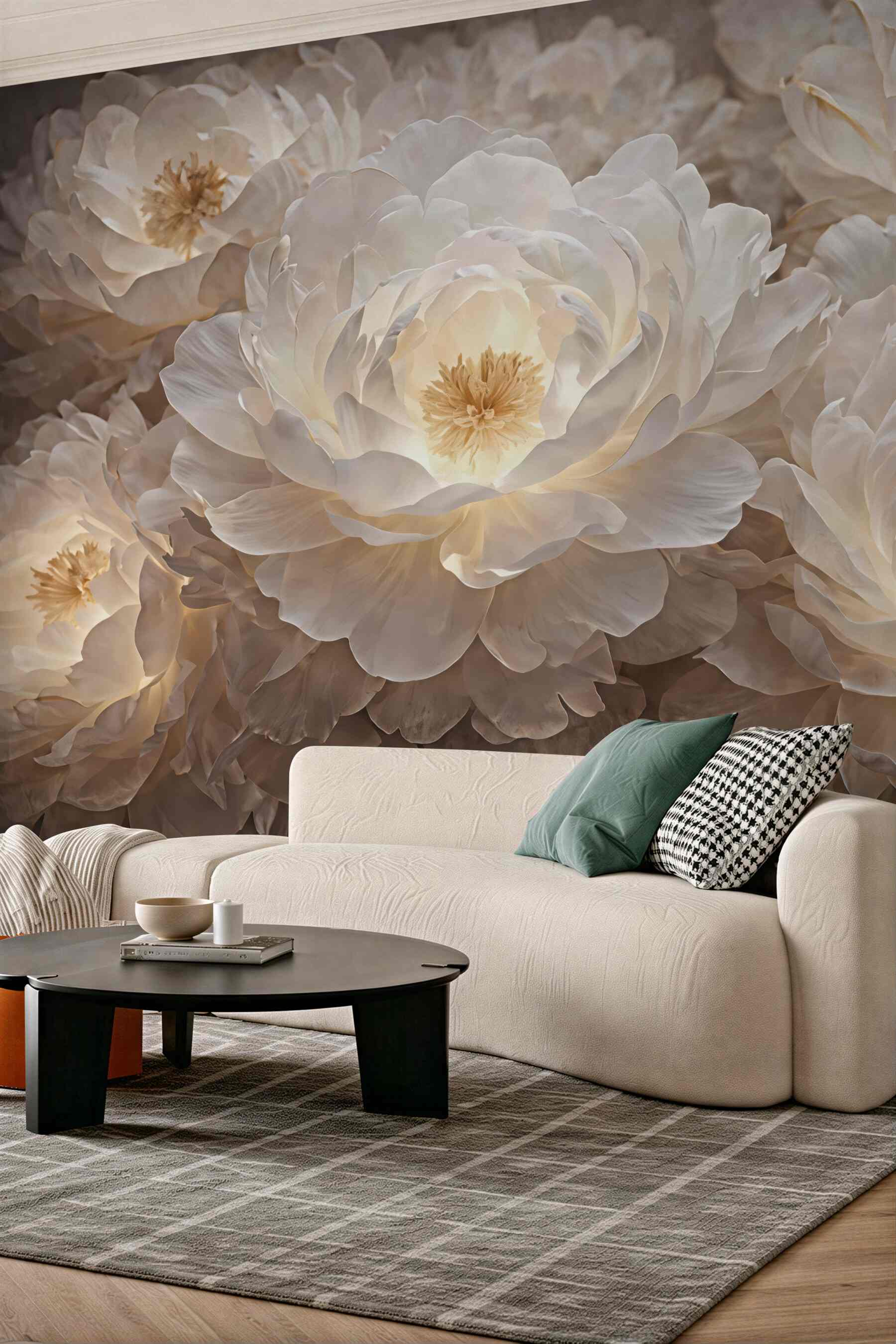 Fototapeta kremowe piwonie w blasku