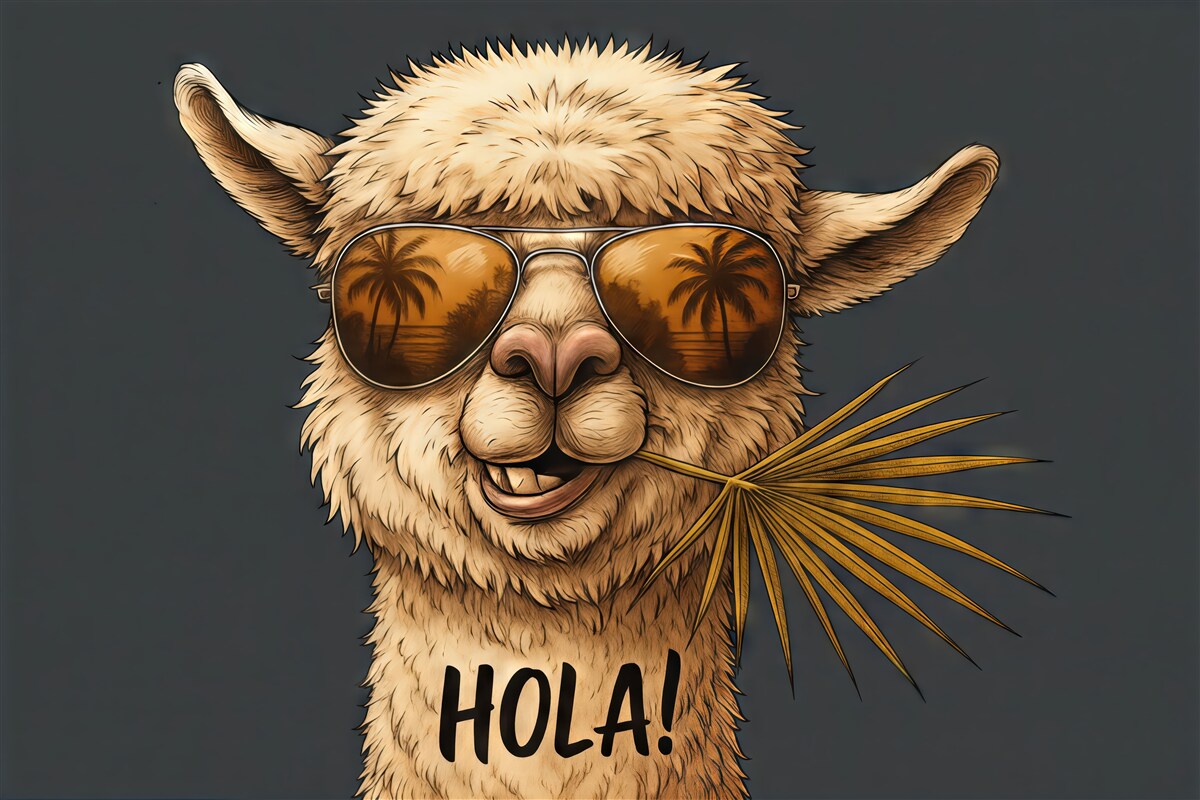 Fototapeta llama hola w tropikalnym stylu