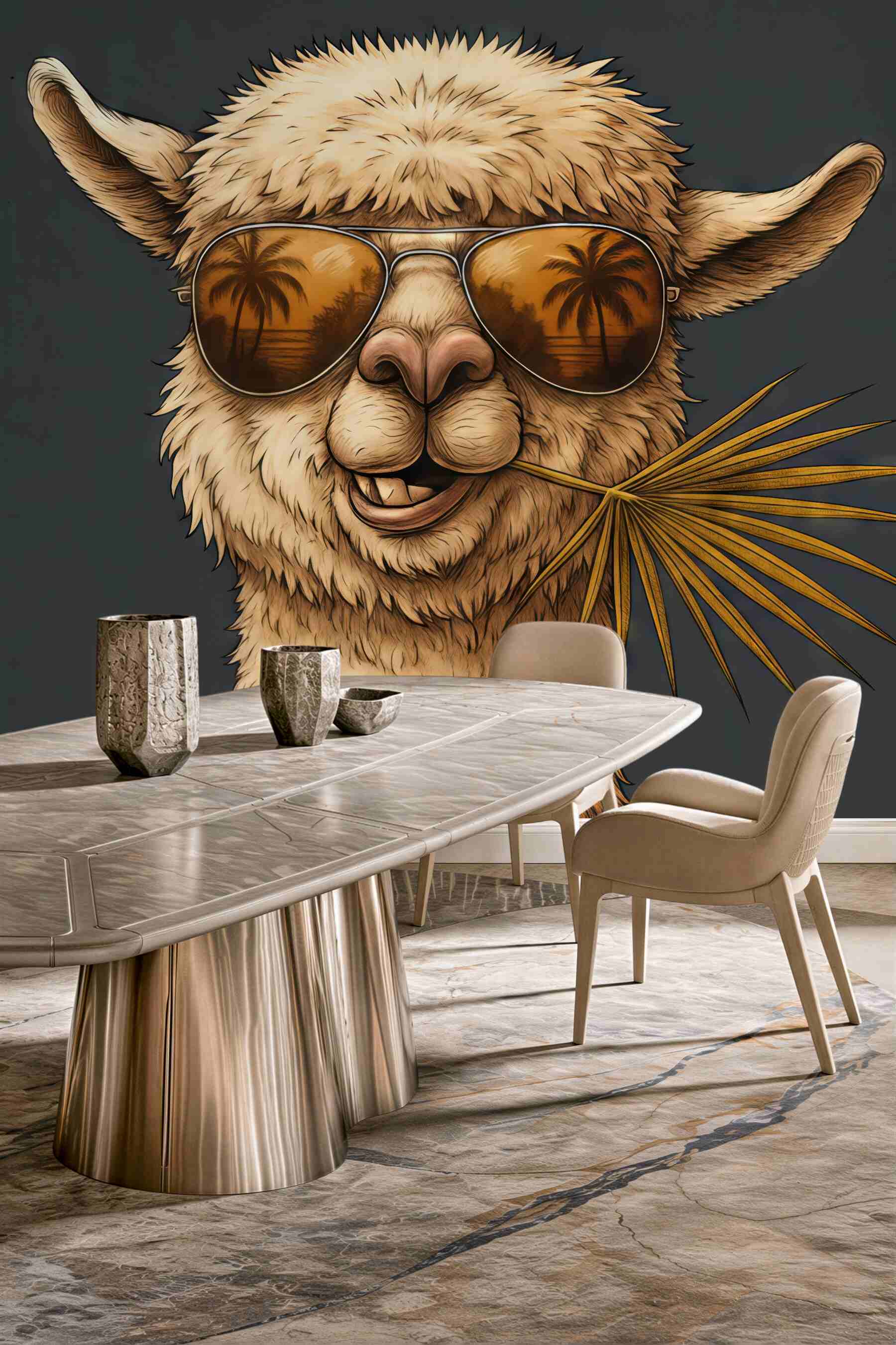 Fototapeta llama hola w tropikalnym stylu