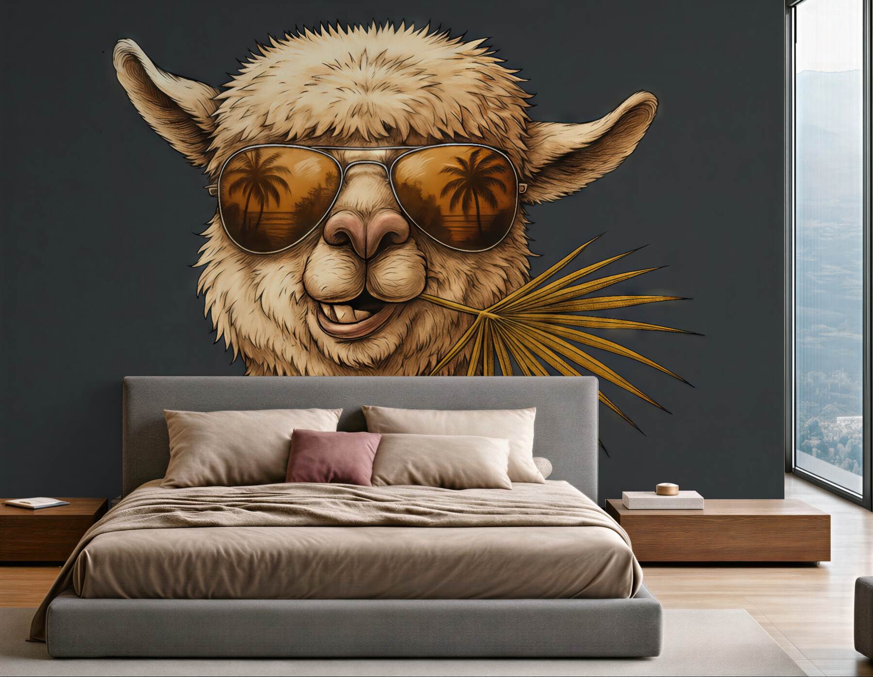 Fototapeta llama hola w tropikalnym stylu