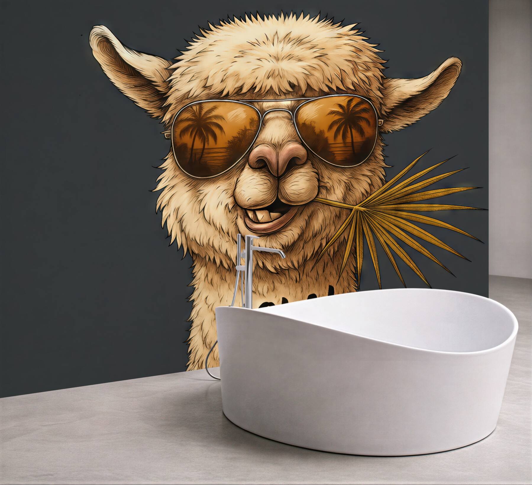 Fototapeta llama hola w tropikalnym stylu