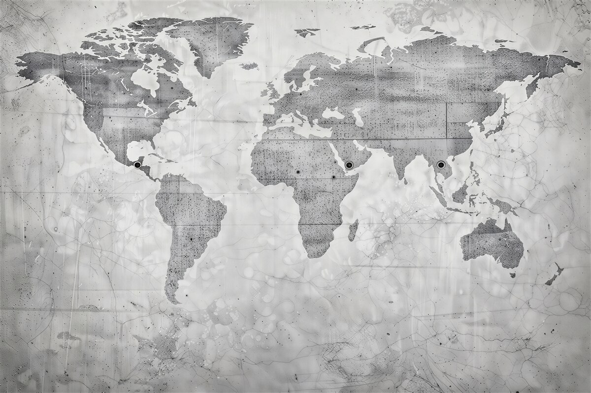 Fototapeta mapa świata szara nowoczesna do biura i salonu