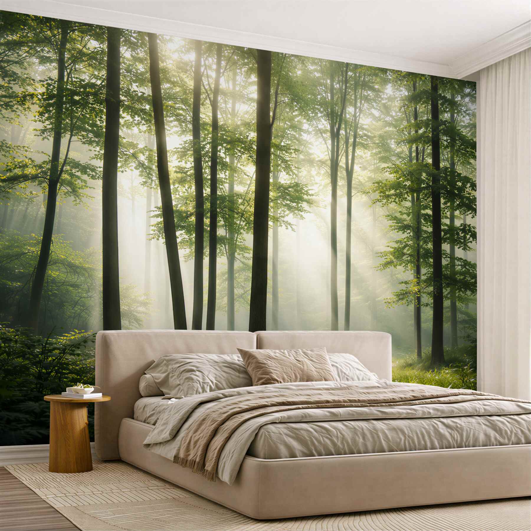 Fototapeta leśna ścieżka w promieniach słońca zielony spokojny las