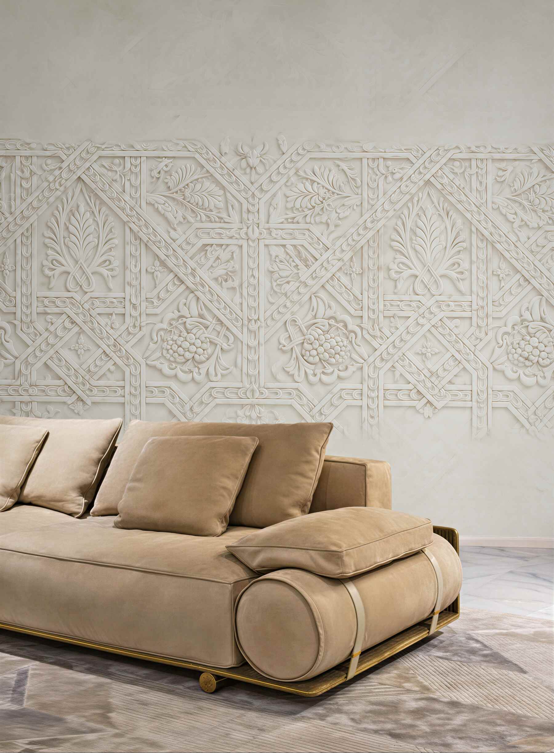 Fototapeta ornament roślinny beżowy w stylu arabskim elegancki