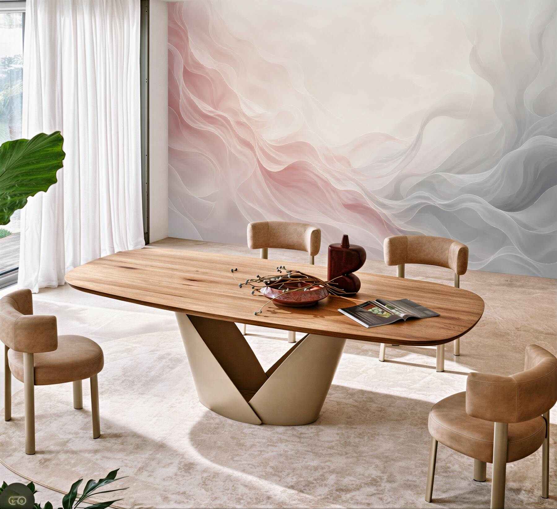 Fototapeta abstrakcyjne pastelowe fale różowo szare eleganckie