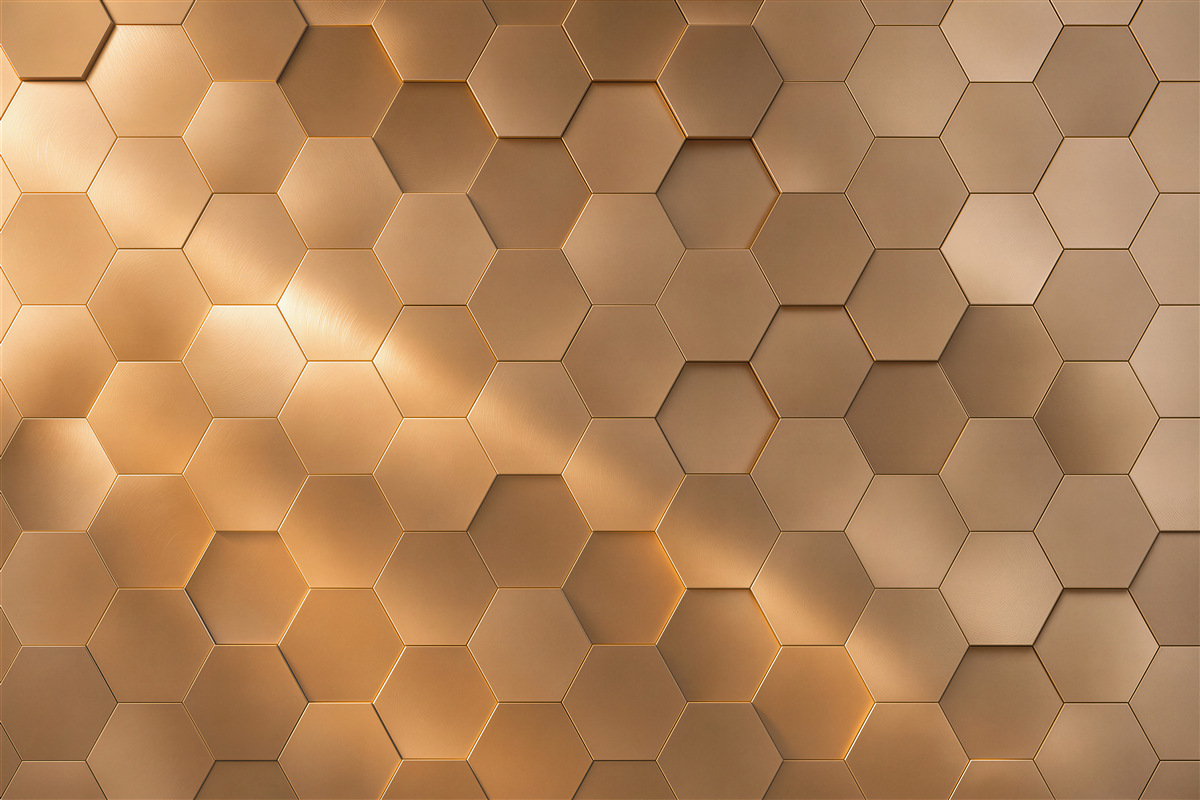 Fototapeta złote heksagony 3D nowoczesny geometryczny wzór