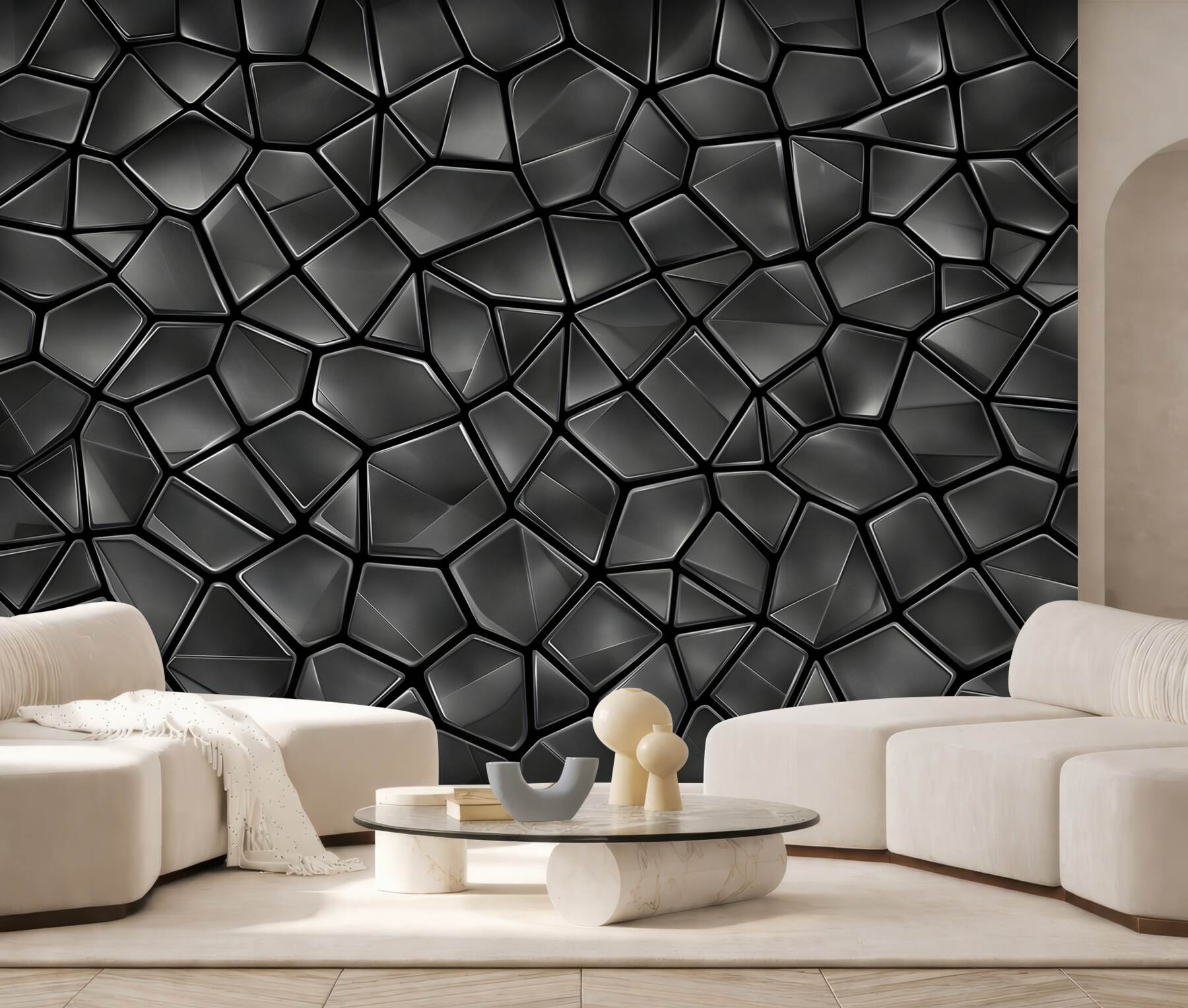 Fototapeta czarna mozaika 3D geometryczna nowoczesna
