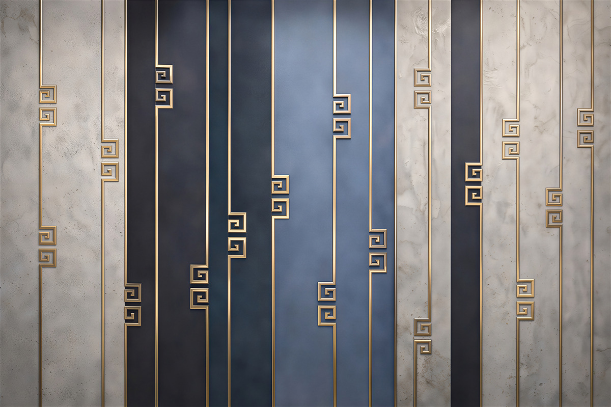 Fototapeta geometryczne pasy granatowe ze złotymi detalami art deco