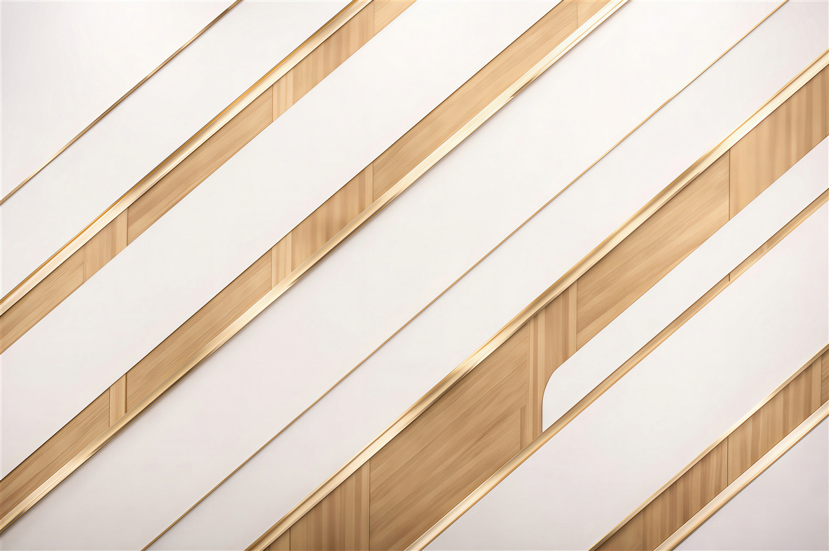 Fototapeta geometryczne panele białe i drewniane nowoczesna abstrakcja