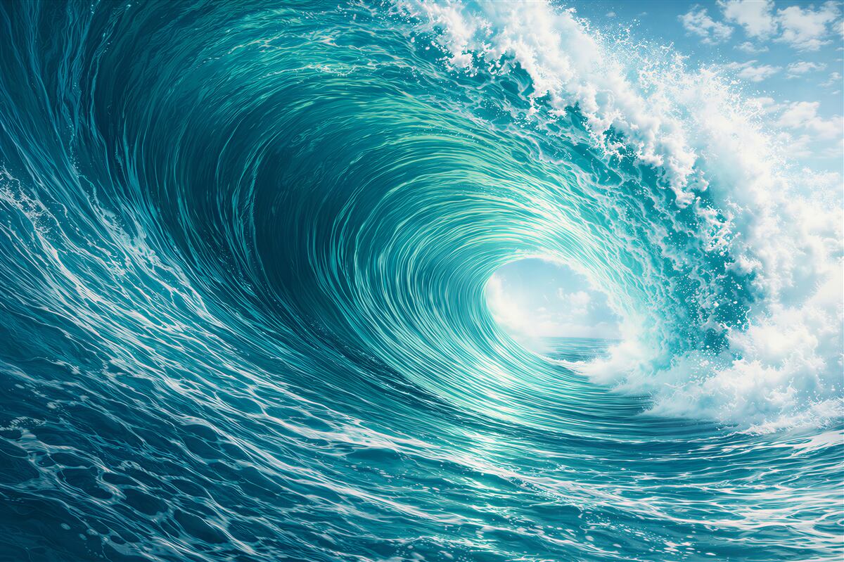 Fototapeta turkusowa fala oceaniczna dynamiczny morski pejzaż