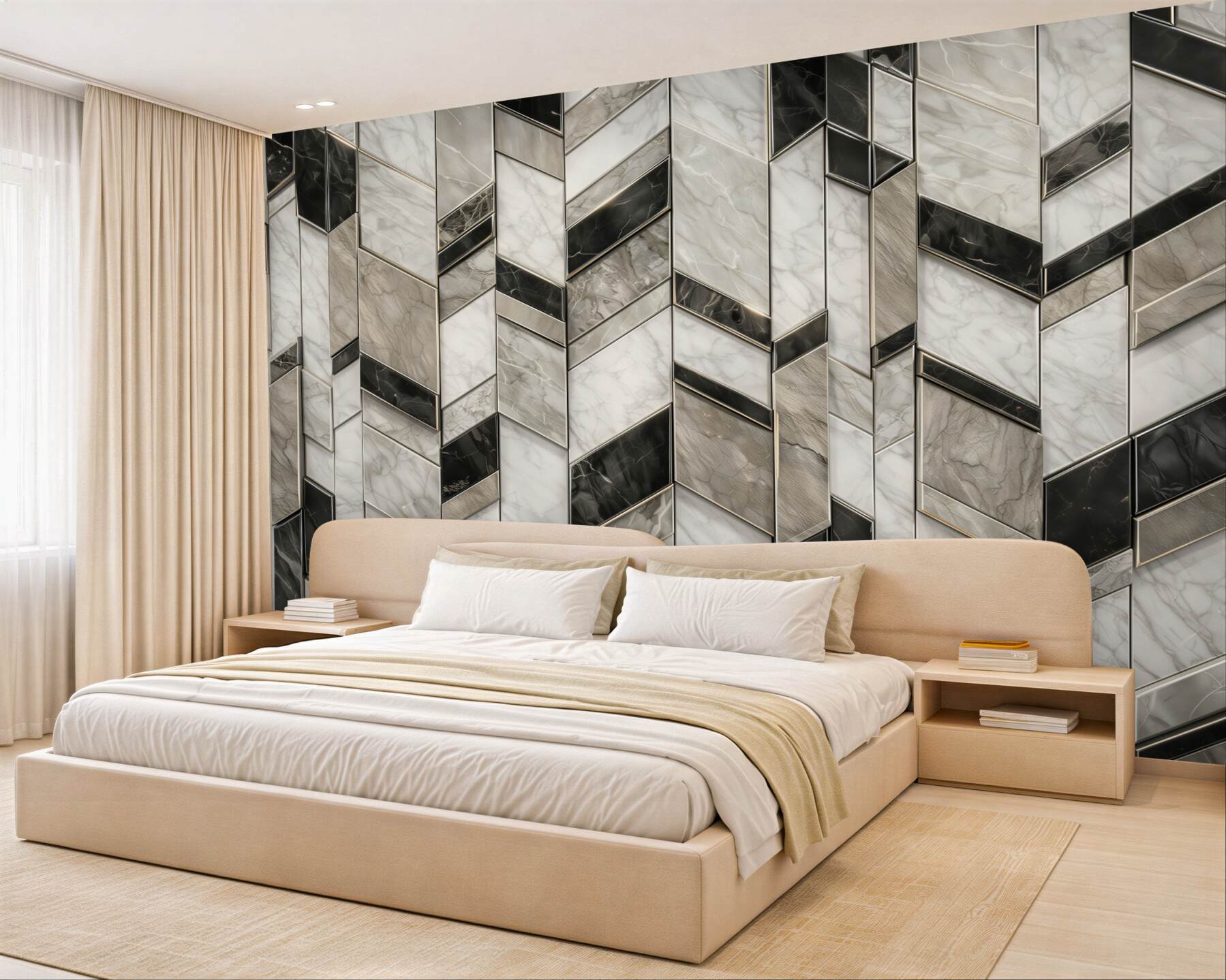 Fototapeta geometryczny marmur biało czarny nowoczesny wzór glamour