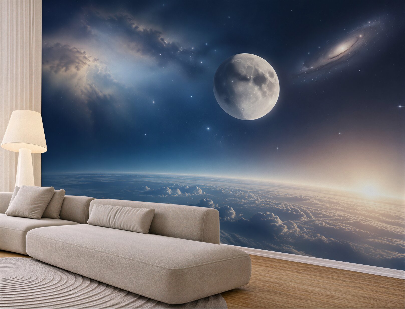 Fototapeta księżyc i wszechświat są ponad chmurami