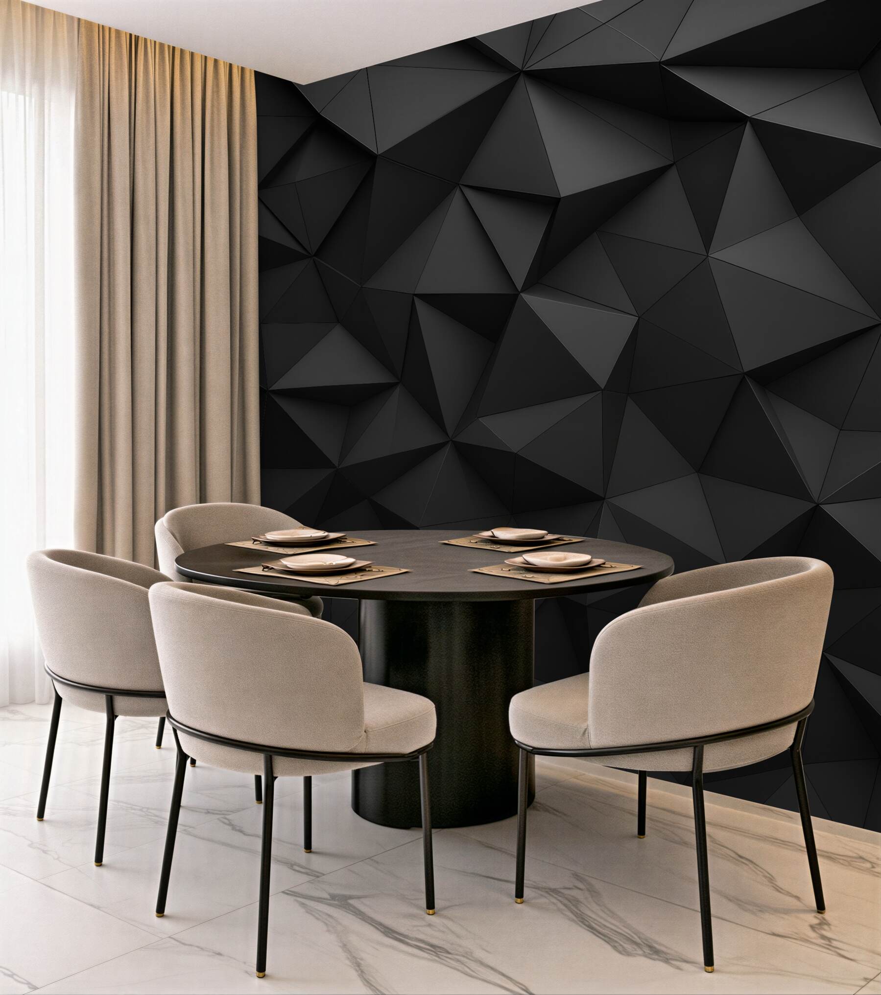 Fototapeta czarne geometryczne trójwymiarowe faktury