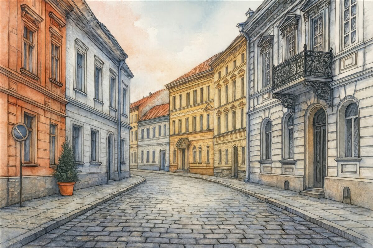 Fototapeta pastelowa uliczka w europejskim stylu