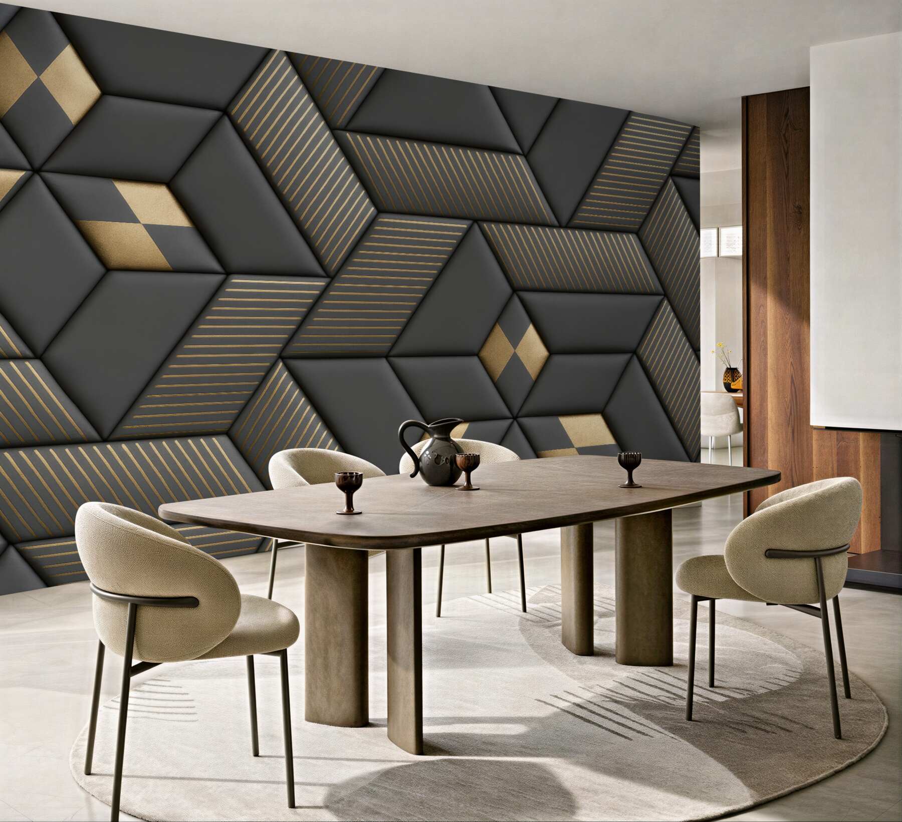 Fototapeta geometryczna elegancja w graficie i złocie